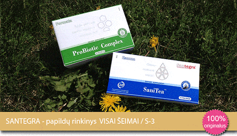 Santegros produktai visai seimaai - LactoBi Complex 14 pak + Sanitea 14 pak santegra-papildu rinkinys-vyrams-nuo-kirmeliu-parazitu-gribeliu